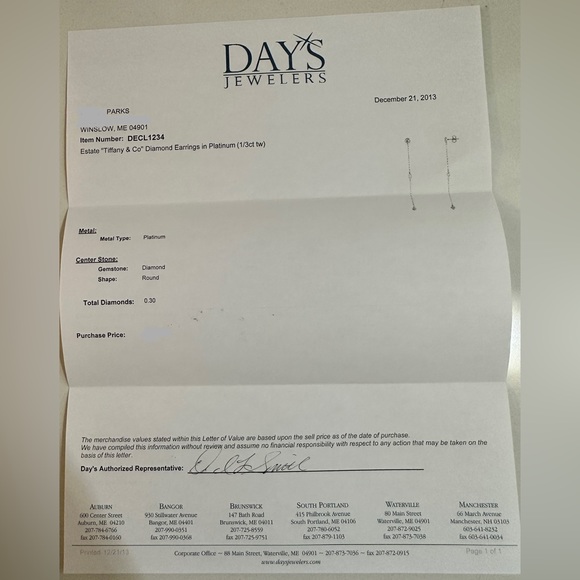 Tiffany & Co .30tcw in Platinum (PT950) Diamond by the Yard Like NEW! - Picture 13 of 16